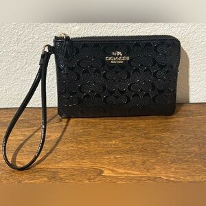 Coach Embossed Black Wristlet